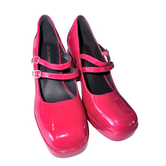 Dream Pairs Shoes - Dream pairs red patent block heel pumps double strap Maryjane shoes Dorothy 10
